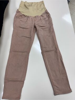 a:glow Maternity Skinny Jeans in Dusty Rose with Cream Panel